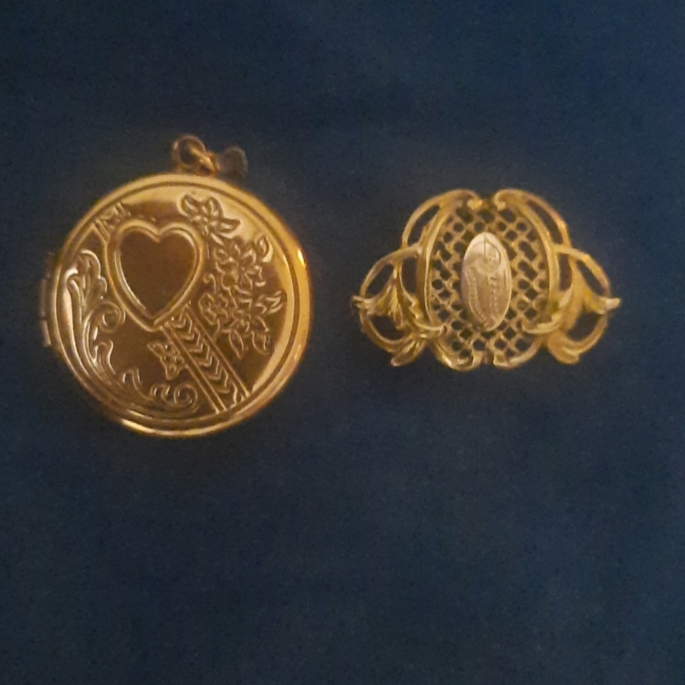 Vintage gold filled locket and brooch